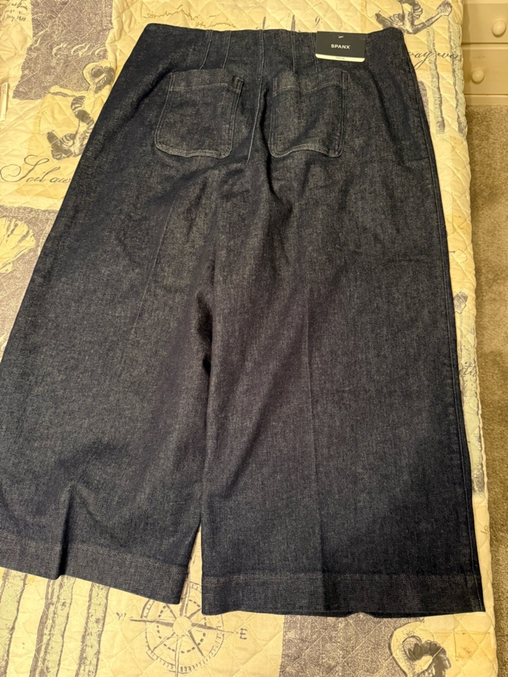NWT SPANX Zero Waistband Crop Womens Wide Leg Jeans Raw Indigo Wash Size 2x - Picture 9 of 12